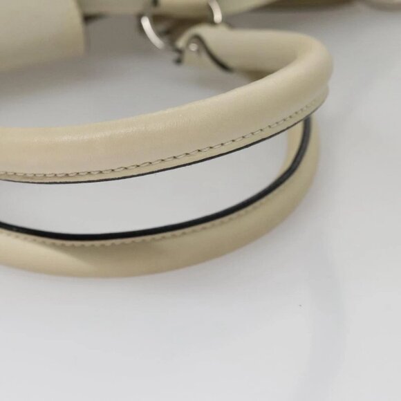 Salvatore Ferragamo Gancini Hand Bag Leather White Silver Auth yk16589 - Picture 8 of 15